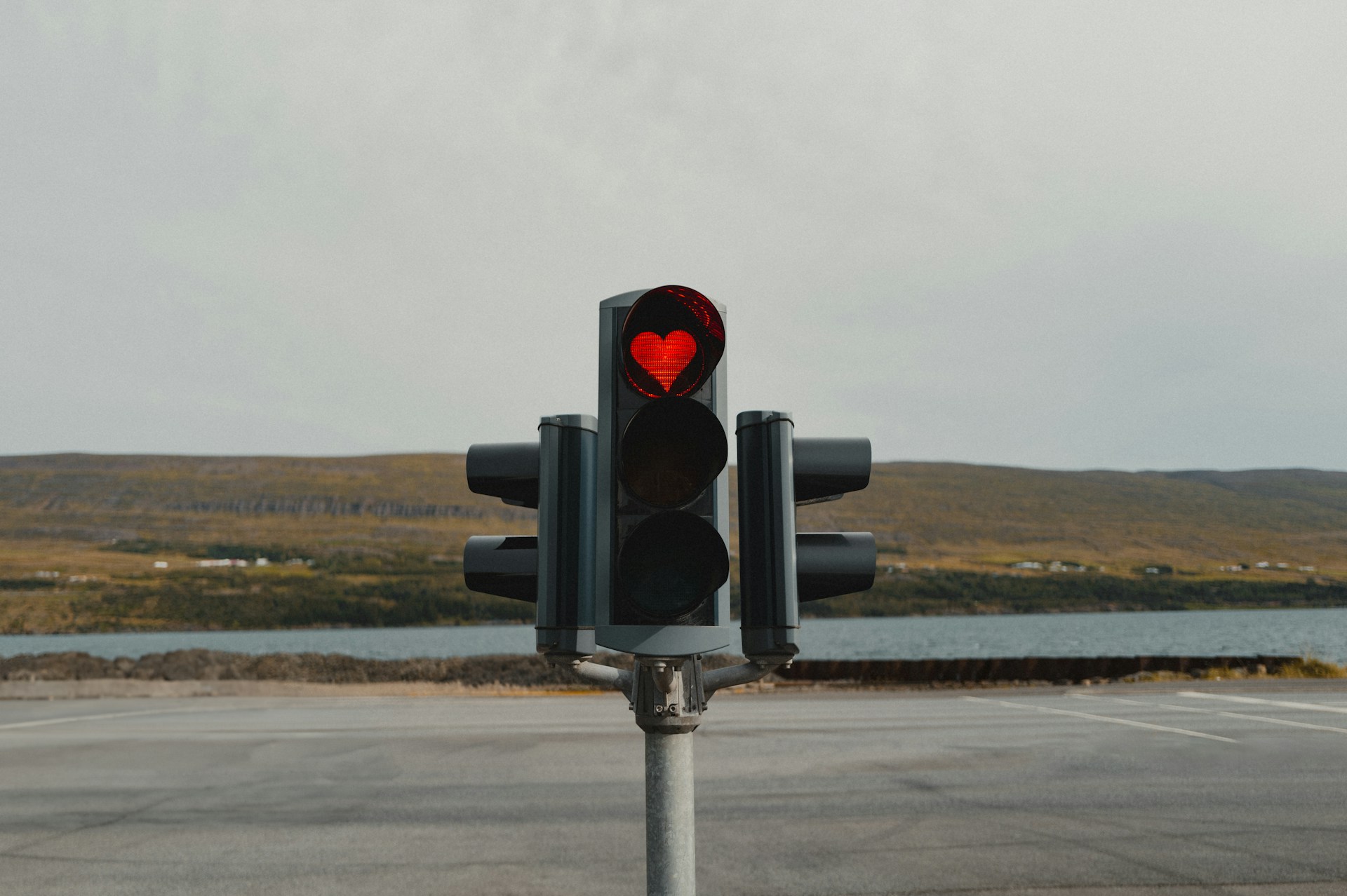 Heart-shaped red stoplight